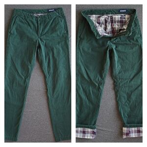 Bonobos Flannel Lined Chino Pants Mens 30x32 Dark Green Straight Leg Fit